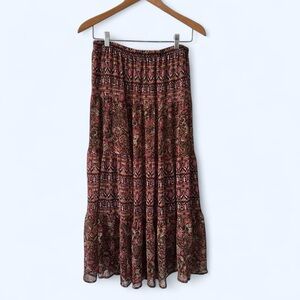 Bohemian Maxi Skirt - Pink and Brown